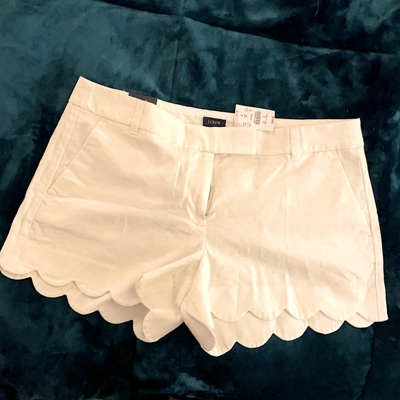 NWT J.Crew white 4" linen-cotton scalloped shorts - Picture 5 of 9